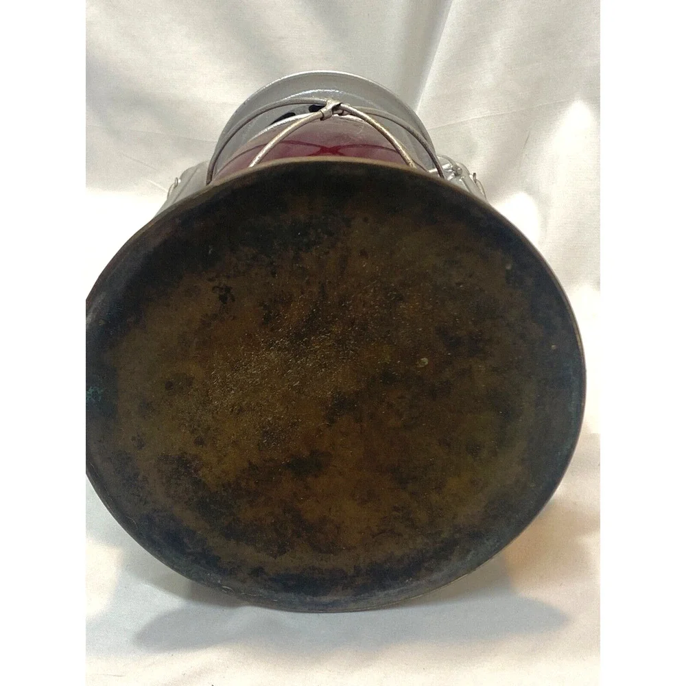 C.T. Ham Tubular Lantern Brass 1800s Red Globe